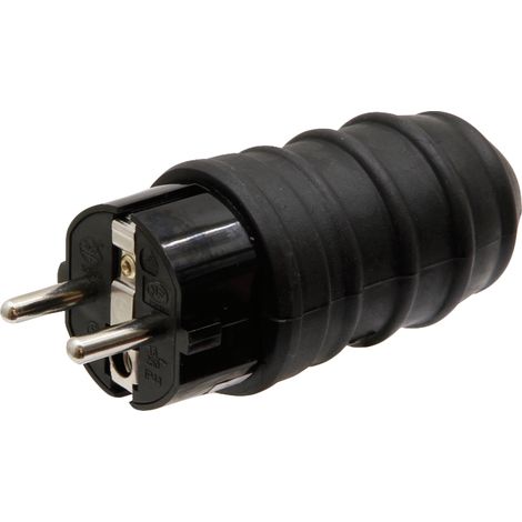 Enchufe de goma negro, versión reforzada, 10/16A 250V