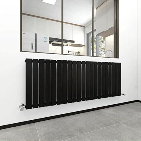 600 x 1428mm Single Designer Flat Panel Central Heating Radiator MATT BLACK