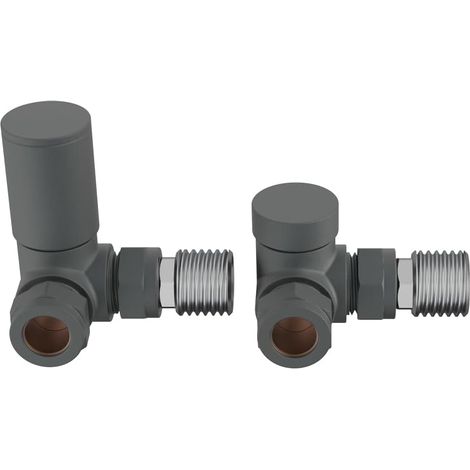 WarmeHaus 15mm Round Head Corner Radiator Valves Corner Towel Rail Valve + Lockshield Valve Anthracite