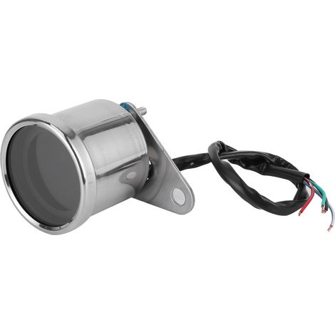 Compteur multifonction moto 12V universel argent : tachymètre, odomètre, jauge essence, indicateur de vitesse (1/5)
