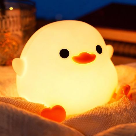 Luz de noche de pato, luz de noche de silicona para niños con luz ajustable, lámpara de noche con temporizador y control táctil para decoración de dormitorios de niños y adultos, regalo para recién na (1/5)