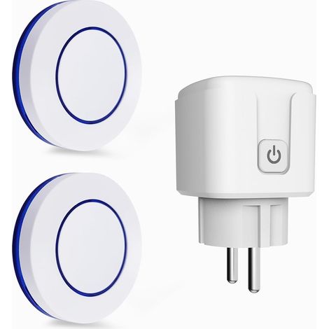 Prise Telecommande Sans Fil,Prise Connectée Extérieure RF433 MHz Commande Sans Fil 100m, 3500W Max Commutateur Sans Fils (2 interrupteur 1 récepteur) (1/5)