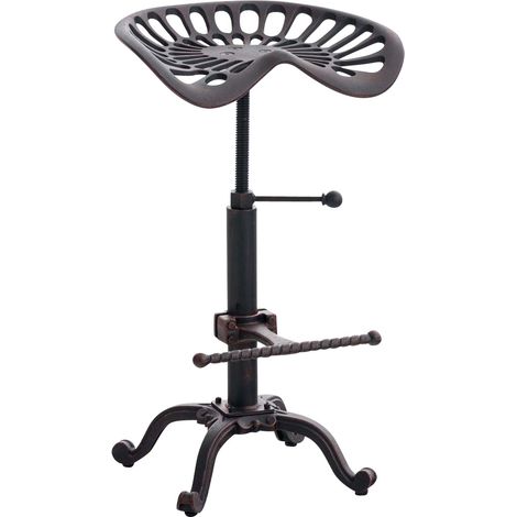 Sgabello da bar con poggiapiedi design industriale metallo bronzo invecchiato vintage TDB10404