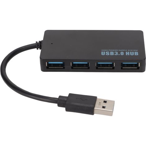Concentrateur USB 3.0 - 4 Ports - Débit 5 Gbps - Compatible Ordinateur Portable et Fixe - Noir - Unité (1/5)