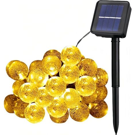 Solar-Lichterkette, 50 LEDs, wasserdicht, 8 Modi, Solar-Lichterkette für den Außenbereich, für Garten, Terrasse, Partys (Warmweiß) (1/4)