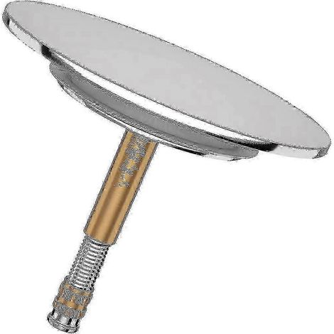 Bouchon de baignoire en chrome - obturateur universel pour évacuation standard, double joint étanche, compatible avec tous les bains. (1/5)