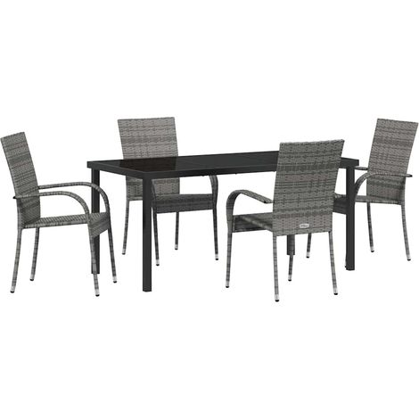 Ensemble de salle à manger pour jardin 5 pcs,Salon de jardin Gris Poly rotin CFW69764 (1/5)