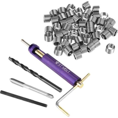 Zoternen 50pcs Kit de réparation de filetage M6 Insert de filetage en fil d'acier inoxydable avec clé à molette et outil de casse-taraud. (1/5)