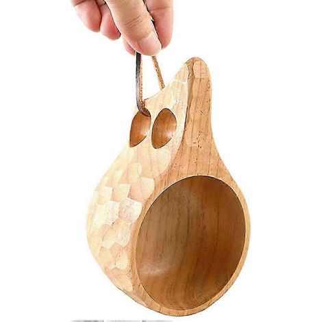 Handgefertigter Holzbecher 200 ml im nordischen Stil, tragbarer Becher für Reisen, Kaffee, Camping, Wandern, Survival, Tee - Umweltfreundlicher handgefertigter Becher. (1/5)