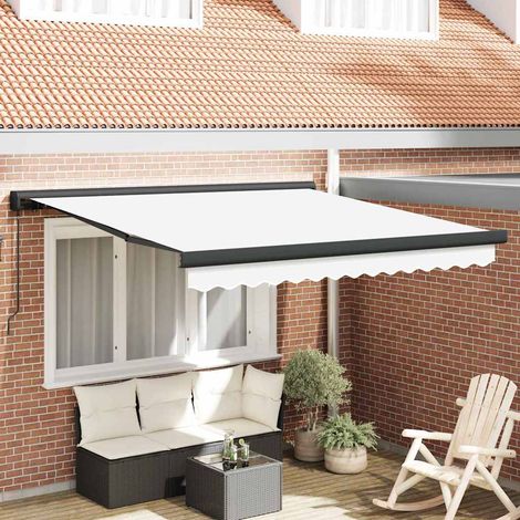 vidaXL Retractable Awning White 350 x 250 cm Canvas and Aluminium