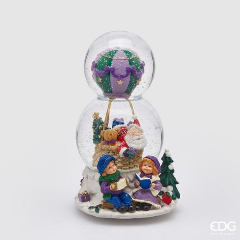 EDG Enzo De Gasperi Sfera Natale Acqua Mongolfiera con Carillon H 20 Cm Lavender
