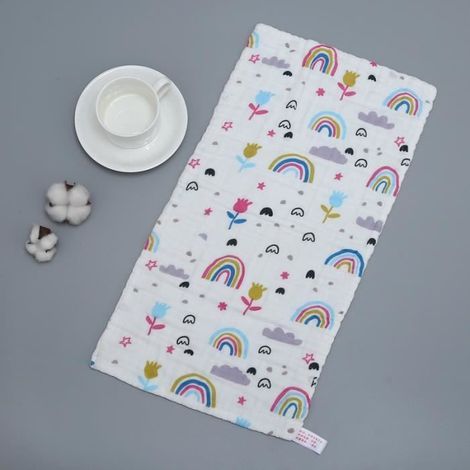 Children's Napkin - Flower Pattern - 100% Cotton - 25x50cm - Soft and Comfortable