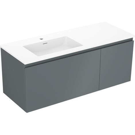 Mexen Orio 120 cm Badezimmermöbel mit linker Otis-Waschbecken, 1S, 1D, graphit matt/weiß matt - 91A13-12047-3-BBFF66-W18L01