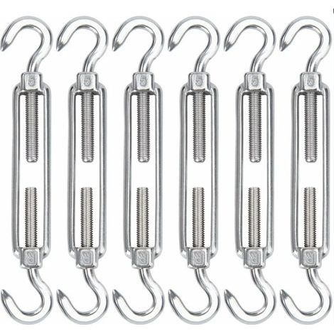 M5 Tendeur Cable Acier Inoxydable, Lot de 6 Tendeur de Fil Crochet et Crochet Réglable Heavy Duty Tension Hook & Hook pour Corde Cable Fil à Linge, Grillagefor Sun Shade Installation (1/5)