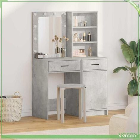 Ensemble de coiffeuse 2 pcs - 3334275 - Gris béton - Bois d'ingénierie - Miroir LED tactile (1/5)