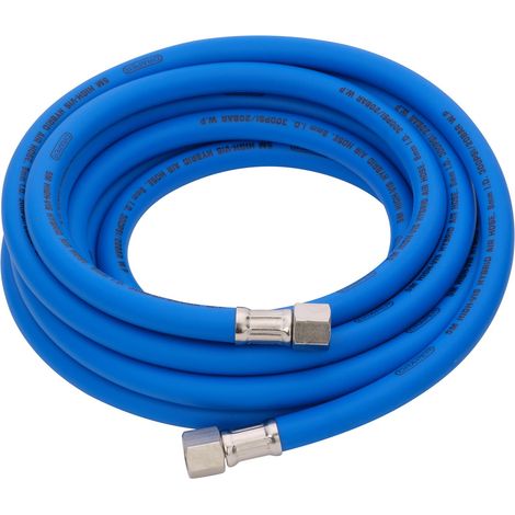 Draper 31733 High Visibility Hybrid Air Hose, 5m x 8mm, 1/4"" BSP, Blue