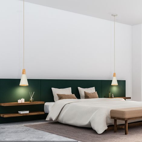 Wottes – Lustre suspension vintage ajustable E27 blanc Ø14cm – Matériaux métalliques et bois – 2 pièces pour éclairage intérieur (1/5)