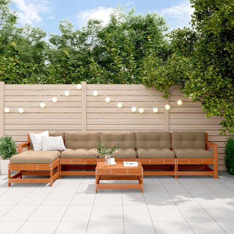 vidaXL Ensemble de salon de jardin 7 pcs Brun cire Bois de pin massif (1/5)