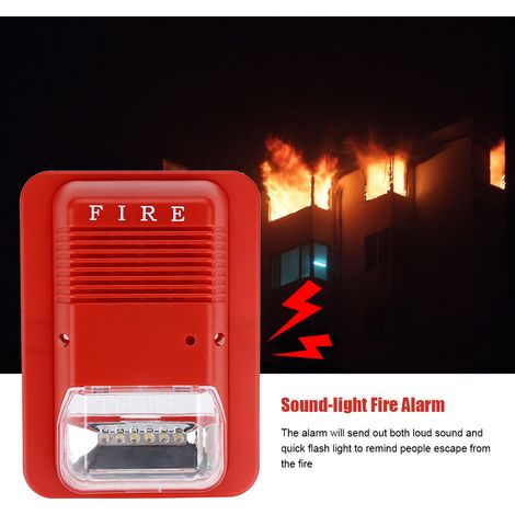 Avertisseur sonore et lumineux Alarme Incendie Sirène Flash LED Détecteur Sécurité Maison Bureau Hôtel (1/5)