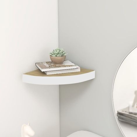 vidaXL Mensola Angolare Rovere e Bianco 35x35x3,8 cm in MDF