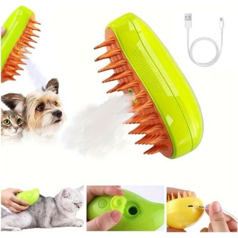 Bardusch - Brosse vapeur chat et chien 3 en 1 Rechargeable, Avec Réservoir D\'eau, Pour Chats et chien à Poils Courts Et Longs, yd (1/4)