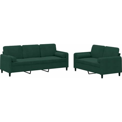 Maison Exclusive - Set di Divani 2 pz con Cuscini Verde Scuro in Velluto