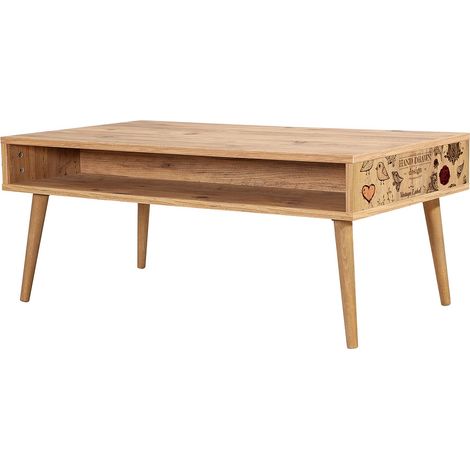 Table basse en bois clair originale avec niche Kiza 731 (1/3)