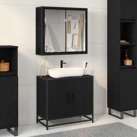 Bathroom Furniture Set 2 pcs Black Oak Engineered Wood vidaXL (1/5)