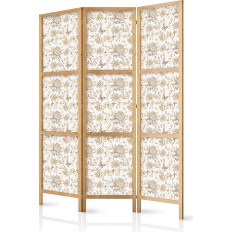 Paravent artgeist elegant Holz weiß 135x172 cm 3 Paneele