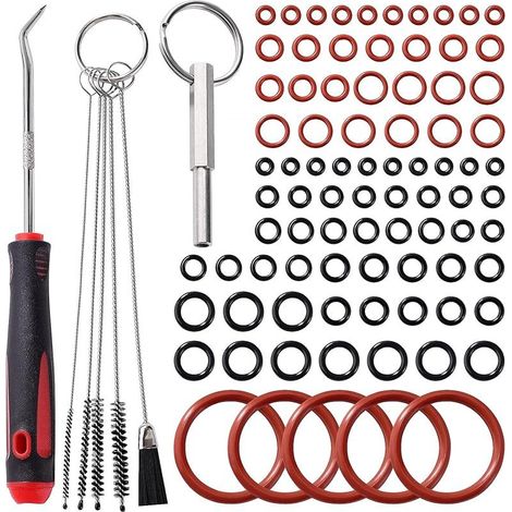 92 Pièces Kit de Joints Toriques Machines à Café, Soupape de Support O-rings Silicone, avec Clé à Tête Ovale Brosse de Nettoyage Pic et Crochet, Compatible avec Philips Saeco Spidem Gaggia