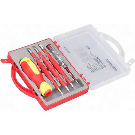 Set mit 5 isolierten Elektrikerschraubendrehern, 500 V, magnetische Kreuzschlitzbits, robuster Profi-Koffer, rutschfester Griff, für den harten Einsatz (1/5)