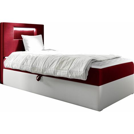 Lit boxspring Lucus V, Soft 017 + Fresh 8, Continental, Unique, 100x200, Tissu, Faux cuir, Disponible, 102x212x104cm, LED: Disponible (1/5)
