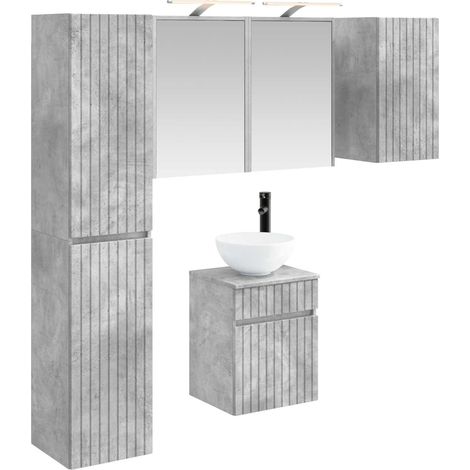 Ensemble d'armoire de salle de bain 5 pcs Gris béton vidaXL (1/5)