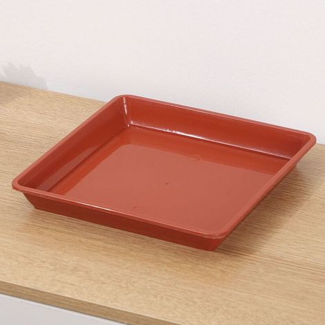 Bac à plantes en plastique rouge brique 1515cm bac à égouttement carré bac à fleurs adapté à l'intérieur et à l'extérieur, 2 pièces (1/4)