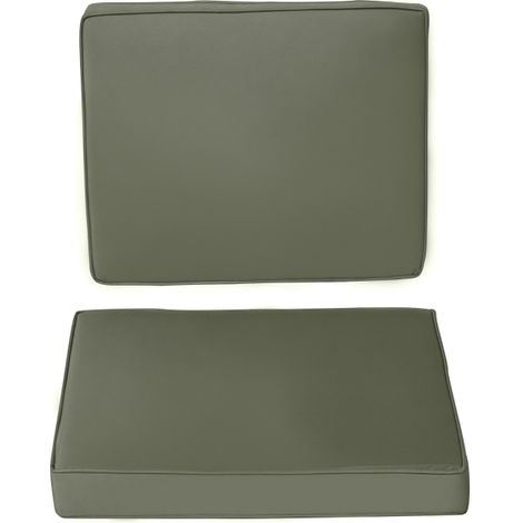 Lot de 2 coussins d'assise gris foncé 56×52 cm, épaisseur 7 cm, housse tissu avec fermeture éclair, lavable et confortable, parfait pour chaises de jardin et terrasse (1/5)