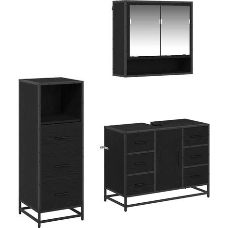 Maison Exclusive - Badezimmermöbel-Set 3 pcs Schwarz Eichen-Optik