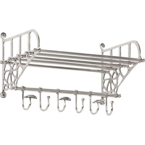 vidaXL Luggage Rack with Coat Hangers Wall Mounted Aluminium (1/5)