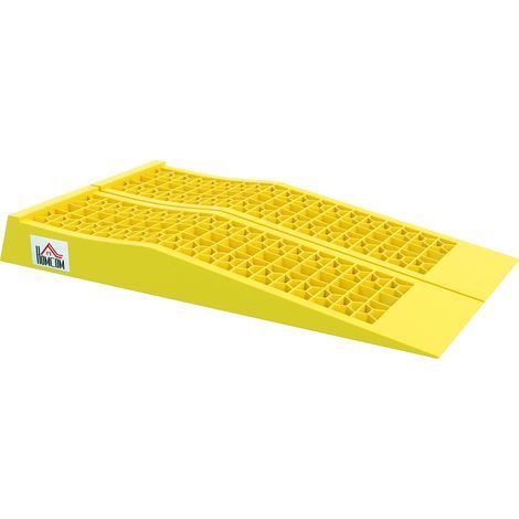 Lot 2 rampes voiture jaunes – PP, 70x19,5x7,8 cm, chargement véhicule – Rampe utilitaire, robuste (1/5)