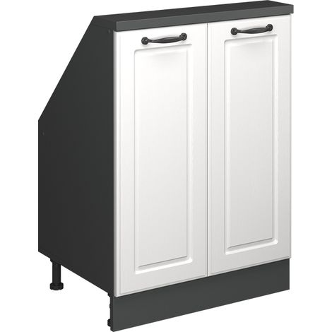 Dachschrägenschrank Rion, Anthrazit/Weiß Landhaus, mit 2 Türen, Vicco