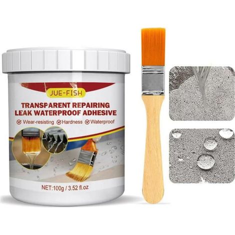 Mastic imperméable transparent, agent de revêtement imperméable transparent, avec pinceau, 100 ml (1/5)