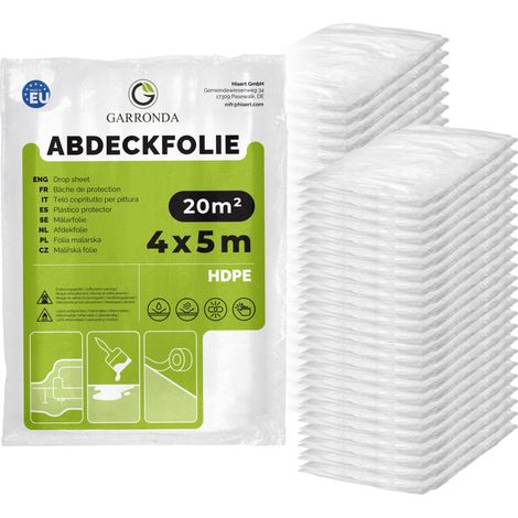 Garronda bâche peinture 4×5 m – film plastique étanche transparent, protection sol et meubles, lot de 48 GD-0166