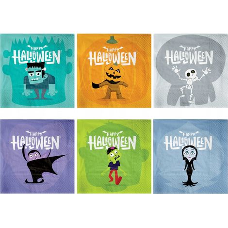 Servilletas de monstruos de Halloween, 33x33cm, 12 unidades. (1/5)