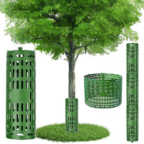 Confezione da 6 protezioni per tronchi d'albero con fascette, ridimensionabili per alberi o piante di diverse dimensioni, prevengono danni alla corteccia degli alberi (verde) (1/5)