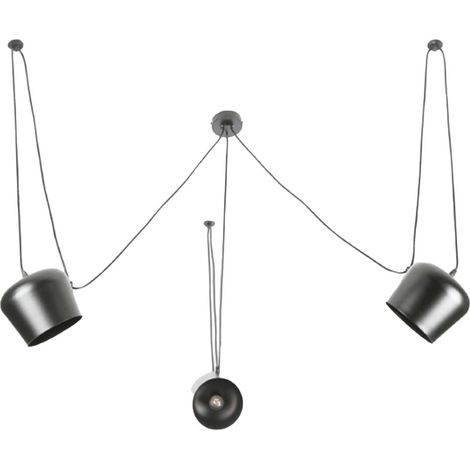 Plafonnier moderne métal gris, 3 lumières, E27 16x18cm