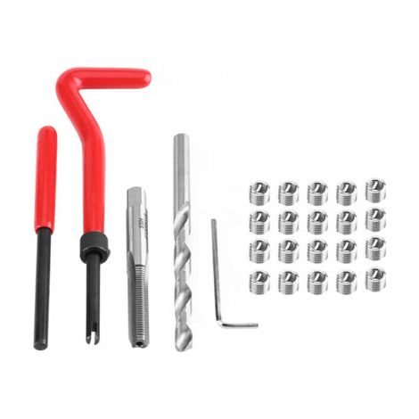 Kit de 25 inserts de réparation de filetage compatibles avec les outils manuels pour la réparation automobile M6 x 1,0 x 8,0 mm (1/5)