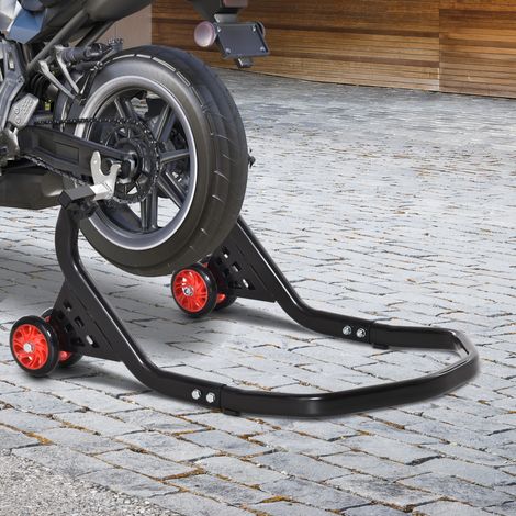 Support Moto Universel Réglable Arrière, Béquille de Levage pour Motos Sportives jusqu'à 200 kg Noir (1/5)