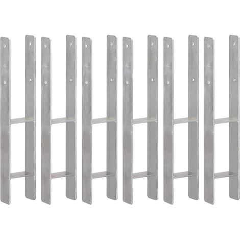 Fence Anchors 6 pcs Silver 10x6x60 cm Galvanised Steel vidaXL