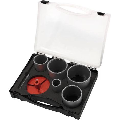 set valigetta 5 seghe a tazza diamantata ribimex "prscdx5/m" ø 33 53 67 73 83