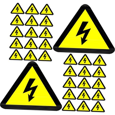 Lot de 100 Autocollants d'Avertissement Haute Tension Triangulaires 50X50 MM Adhésif Puissant Résistant aux Intempéries Autocollants de Danger Électrique pour Sécurité (1/5)