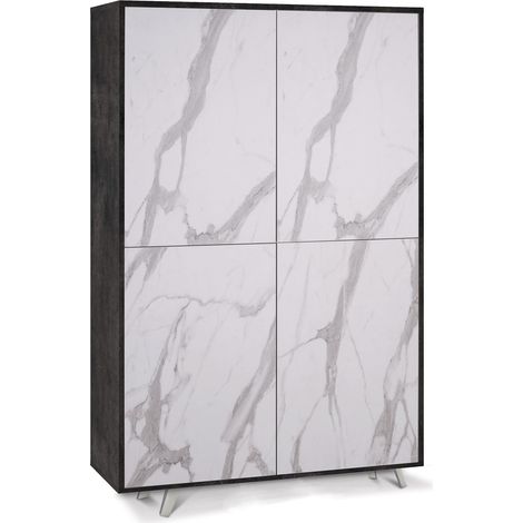 Mobile Multiuso 4 Ante 107x169x41 cm Ossido Nero/Marmo Calacatta (1/3)